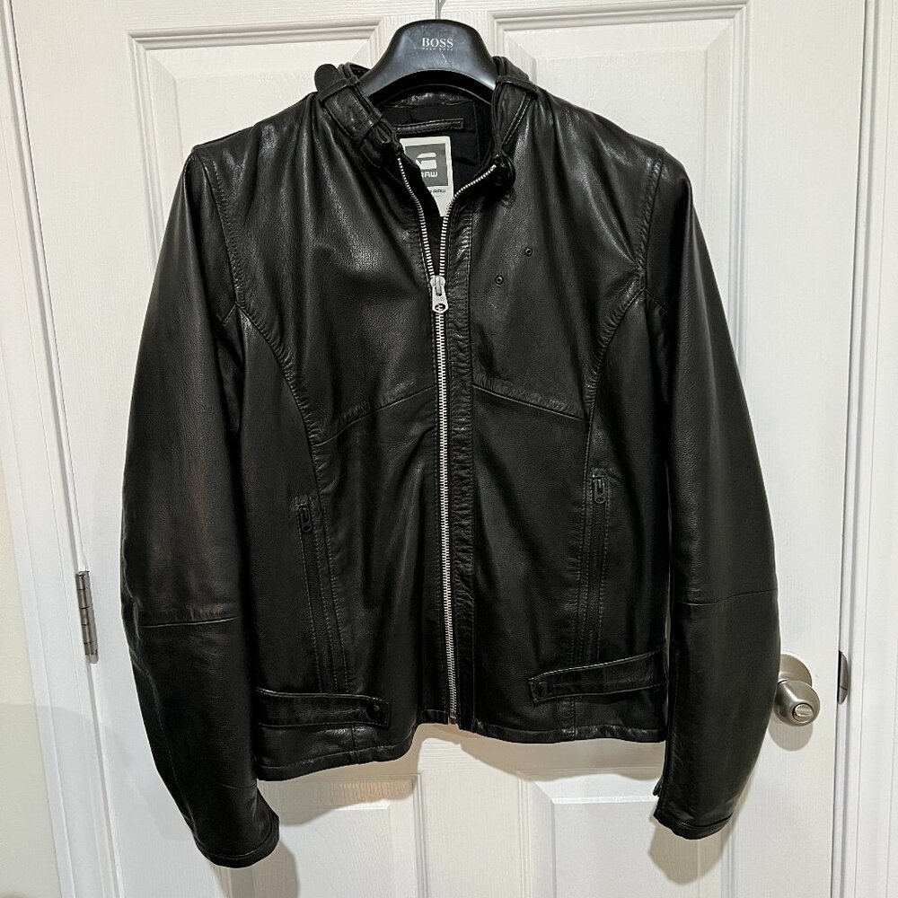 G-STAR Chopper Leather Jacket in Black Color, Size L